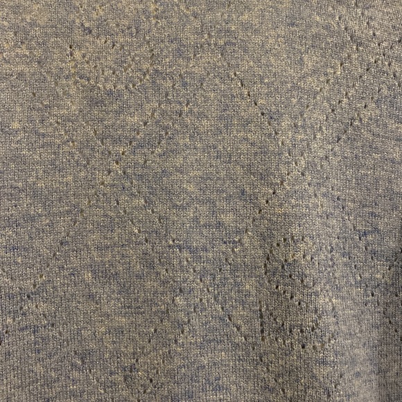 Sandro Cashmere Lucas Pointelle Stitch Light Blue White Cardigan w/Pearl Buttons - Picture 10 of 11